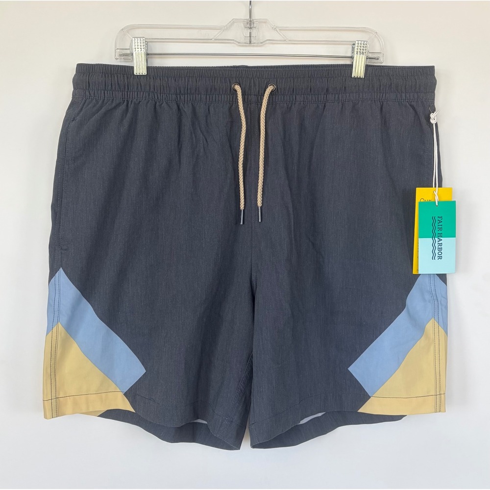 Fair Harbor The Bayberry Trunk Mens 3X‎ Navy Blue Colorblock Swim Shorts NWT